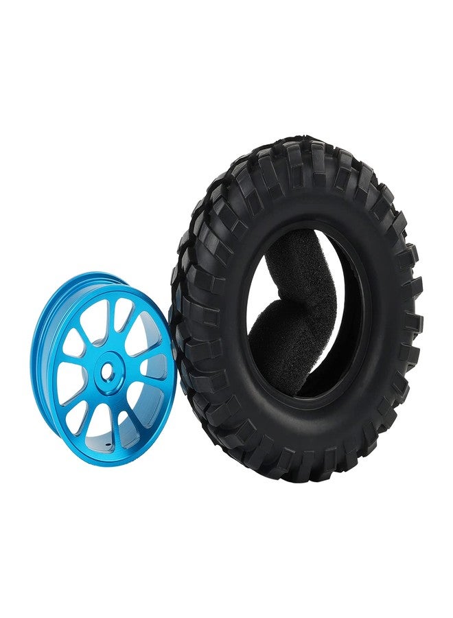 Rowiz Blue Aluminum 12mm Wheel Rim and OD 96mm Crawler Tires with Lock Nuts for 1:10 RC Rock Crawler Truck Tamiya CC01 F350 RC4WD D90 TF2 Gelande II etc, Pack of 4 - Image 4